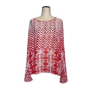 Altar’d State Boho Top Semi Sheer Peasant‎ Blouse Flare Slit Sleeves Women Small